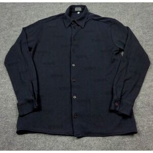Versus Gianni Versace Shirt Mens 38 Blue All Over Print Button Up Cotton Italy